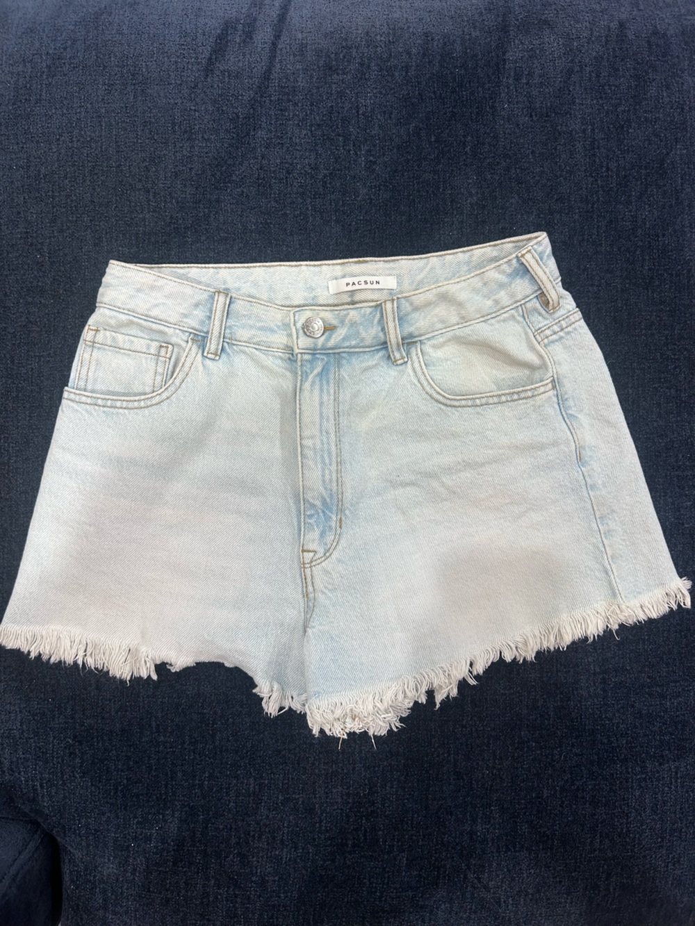 PacSun Light Blue Frayed Hem High Rise Denim Shorts